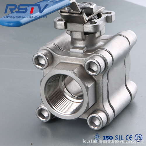 3PC Stainless Steel Threaded Floating 2000WOG Ball Valve